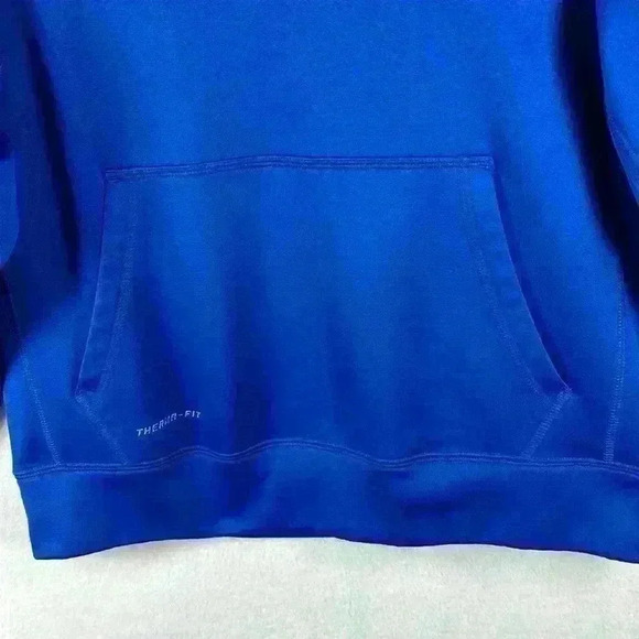 Nike Therma-Fit Boy’s Pullover Hoodie Sweatshirt Sz Large Blue/Orange Polyester - Picture 5 of 11